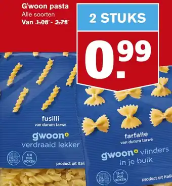 Hoogvliet G'woon pasta aanbieding