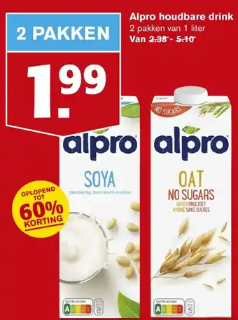 Hoogvliet Alpro houdbare drink 1L aanbieding