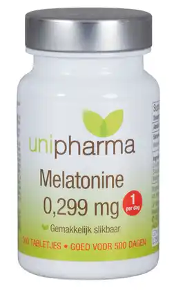 De Online Drogist Unipharma melatonine puur 0,299mg tabletten 500tb aanbieding