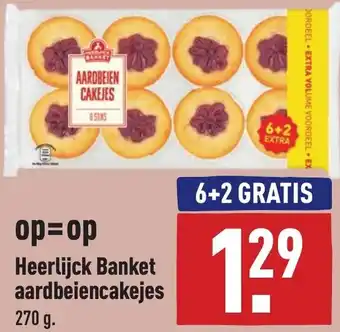 ALDI Heerlijck banket aardbeiencakejes 270g aanbieding