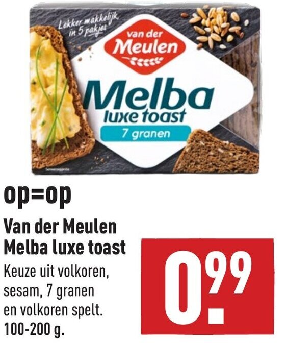 Van der meulen melba luxe toast 100200g aanbieding bij ALDI