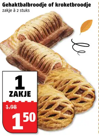 Poiesz Gehaktbalbroodje of kroketbroodje aanbieding