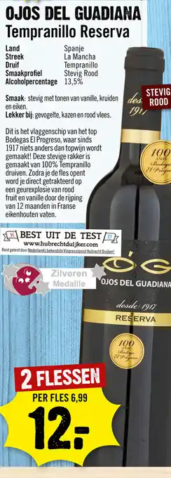 Dirck 3 Ojos Del Guadiana Tempranillo Reserva 2*750ml aanbieding