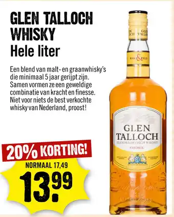 Dirck 3 Glen Talloch whisky 1L aanbieding