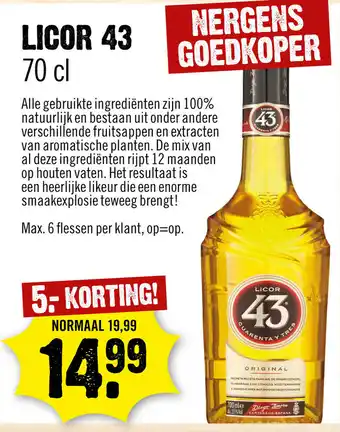 Dirck 3 Licor 43 700ml aanbieding