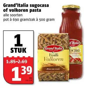 Poiesz Grand'Italia sugocasa of volkoren pasta aanbieding