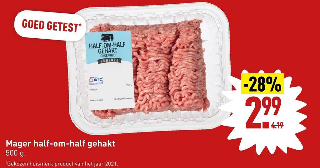 Mager half om half gehakt 500g aanbieding bij ALDI
