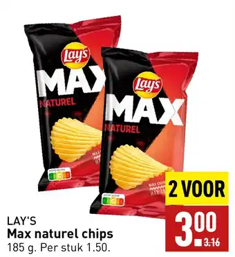 ALDI LAY'S Max naturel chips 185 g aanbieding