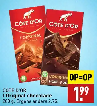 ALDI CÔTE D'OR l'Original chocolade 200 g aanbieding