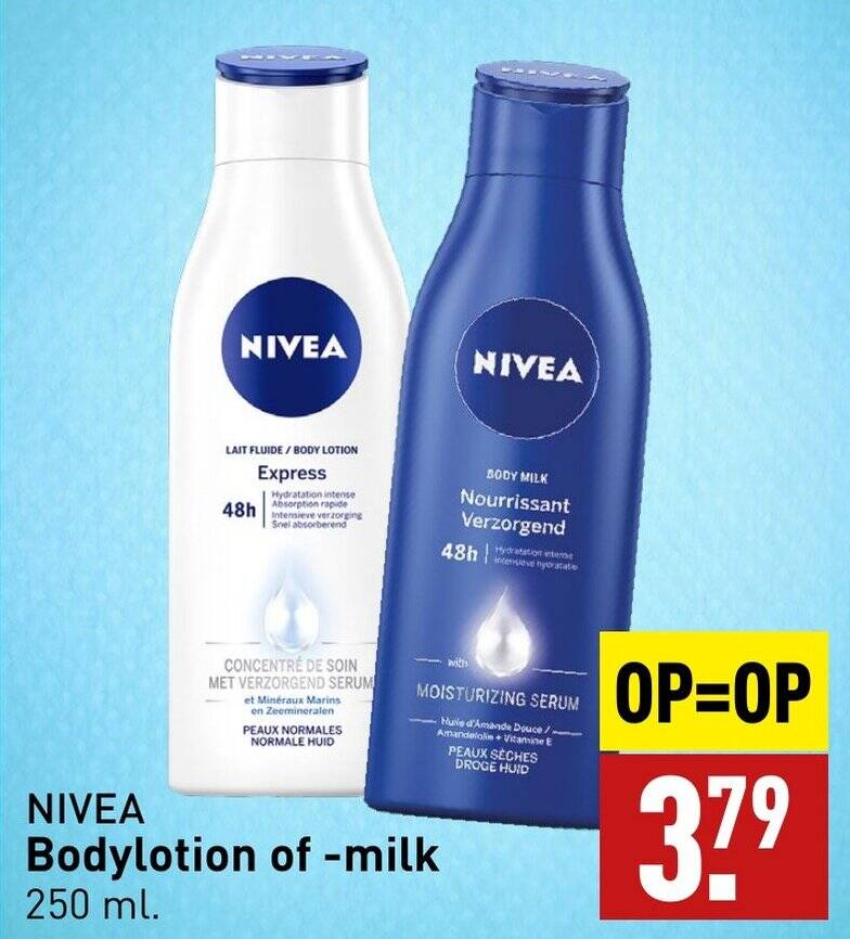 NIVEA Bodylotion of milk 250 ml aanbieding bij ALDI