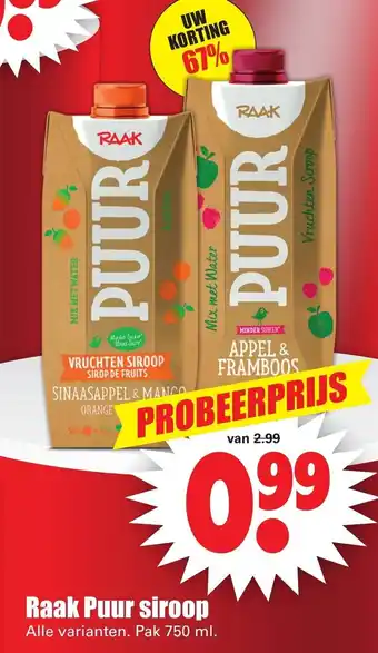 Dirk Raak Puur siroop 750 ml aanbieding