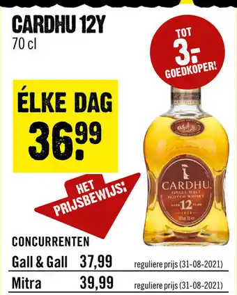 Dirck 3 Cardhu 12 years old 700ml aanbieding