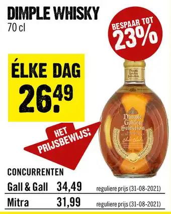 Dirck 3 Dimple Gold Selection Scotch whisky 700ml aanbieding