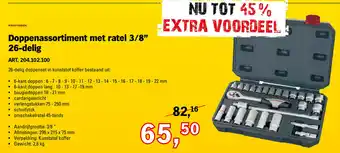 Toolspecial Kraftwerk Doppenassortiment met ratel 3/8" 26-delig | 204.102.100 aanbieding