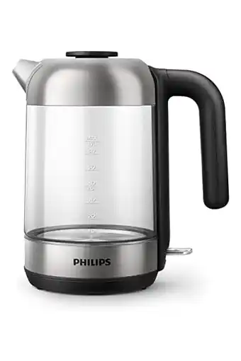 Amazon Philips 5000 serie glazen waterkoker, inhoud 1.7l met veerdeksel en indicatielampje, kopjesaanduiding, afneembaar deksel, gem aanbieding