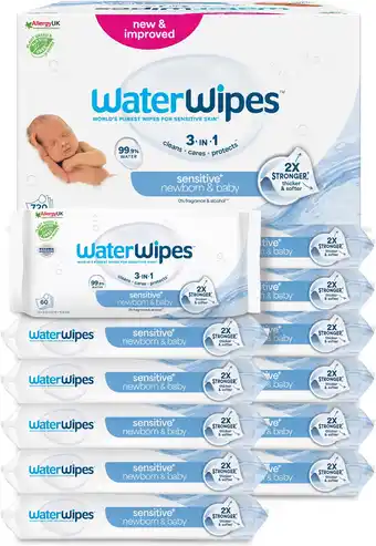 Amazon Waterwipes original plasticvrije babydoekjes 720 stuks (12 verpakkingen), voor 99,9% op water gebaseerd & ongeparfumeerd voor aanbieding