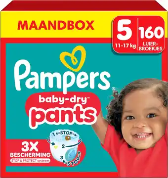 Amazon Pampers maat 5 luierbroekjes (11-16 kg), baby dry pants, 160 luiers, met een stop & protect pocket aan de achterkant die tot aanbieding