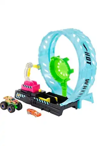 Amazon ​hot wheels monstertrucks glow in the dark epische looping-uitdaging speelset met lanceerder, inclusief 1 gegoten truck op sc aanbieding