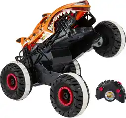 Amazon Hot wheels monstertrucks, auto met afstandsbediening, monstertruckspeelgoed met terreinbanden, schaal 1:15, onstuitbare tijge aanbieding
