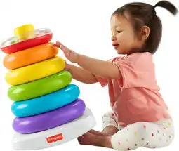 Amazon Fisher-price grote stapelaar, stapelaar van 35,5 cm hoog met 6 gekleurde ringen die baby's kunnen vastpakken, schudden en sta aanbieding