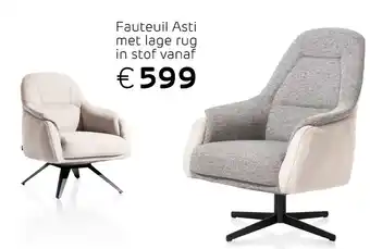 Henders & Hazel Fauteuil Asti met lage rug in stof aanbieding