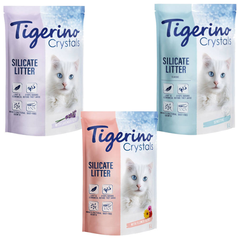 3x5l gemengd probeerpakket tigerino crystals kattenbakvulling