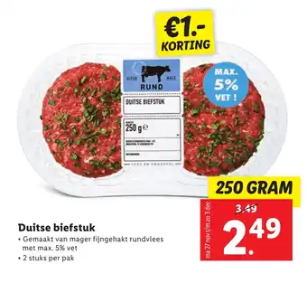 Lidl Duitse biefstuk 250g aanbieding