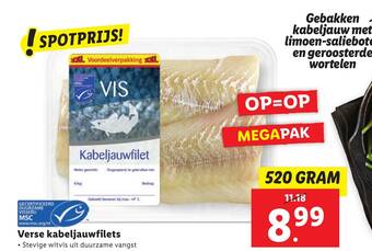 Lidl Verse kabeljauwfilets 520g aanbieding