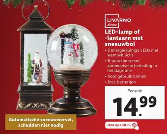 Lidl LIVARNO home LED-lamp of -lantaarn met sneeuwbol aanbieding