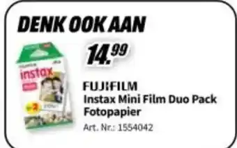 MediaMarkt FUJIFILM Instax Mini Film Duo Pack Fotopapier aanbieding