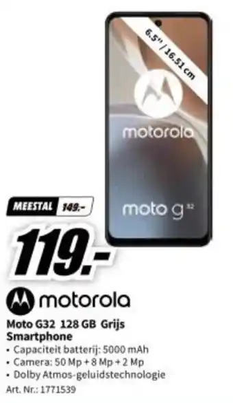 MediaMarkt motorola Moto G32 128 GB Grijs Smartphone aanbieding