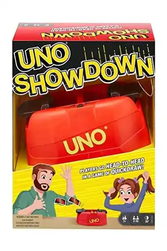 Amazon Uno showdown kaartspel voor het hele gezin met 112 kaarten en uno showdown unit, leuk cadeau voor een spelletjesavond met kin aanbieding