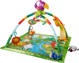Amazon Fisher-price regenwoud muziek & licht deluxe gym - babygym met licht, muziek en kleurrijke figuren - 10+ activiteiten - 3 spe aanbieding