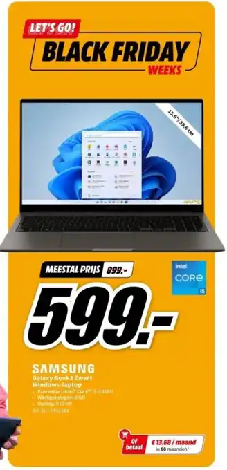 MediaMarkt SAMSUNG Galaxy Book3 Zwart Windows-laptop aanbieding