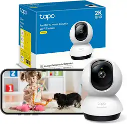 Amazon Tp-link tapo c220 360° wlan-bewakingscamera voor binnen, 2k 4mp, ir nachtzicht, bewegingsdetectie, twee-weg audio, compatibel aanbieding