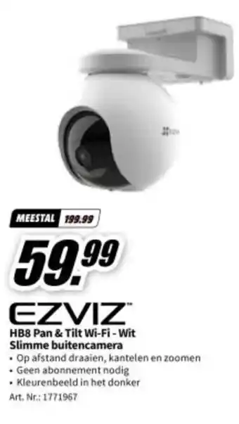 MediaMarkt EZVIZ HB8 Pan & Tilt Wi-Fi - Wit Slimme buitencamera aanbieding