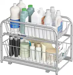 Amazon Songmics keukenorganiser, 2 uittrekbare laden voor kasten, stapelbare lade-organiser, voor keuken, badkamer, zilver kcs017e01 aanbieding