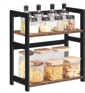 Amazon Songmics kruidenrek met 2 niveaus, keukenplank, voor aanrecht, kruidenrek, bamboe rek, voor keuken, eetkamer, kantoor, vintag aanbieding
