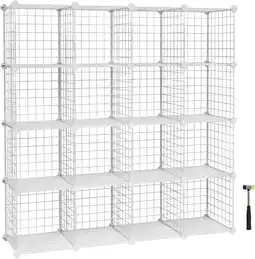 Amazon Songmics insteekplank, 16 kubusvormige metalen draadopbergsysteem, doe-het-zelfkast en modulaire rasterplank, met draadframe, aanbieding