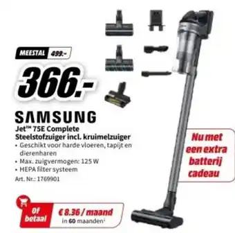 MediaMarkt SAMSUNG Jet™ 75E Complete Steelstofzuiger incl. kruimelzuiger aanbieding