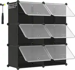Amazon Songmics schoenenrek met 6 vakken, schoenenkast, 30 x 40 x 30 cm per vak, smal, met deuren, stalen frame, kunststof, voor hal aanbieding