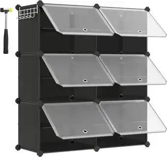 Amazon Songmics schoenenrek met 6 vakken, schoenenkast, 30 x 40 x 30 cm per vak, smal, met deuren, stalen frame, kunststof, voor hal aanbieding