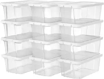 Amazon Songmics lsp12wt schoenendozen, 12-delige set, opbergdozen, schoenenopslag, transparant, met deksel, kunststof, voor schoenen aanbieding