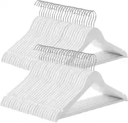 Amazon Songmics kleerhangers van hout, set van 50 massief hout, inkepingen op de schouders, antislip broekbrug, 360° draaibare haak, aanbieding