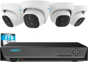 Amazon Reolink 4k poe h.265 cctv camera systeem, 4x 8mp persoon/voertuig opsporing smart wired buiten poe ip camera's met 8ch nvr me aanbieding