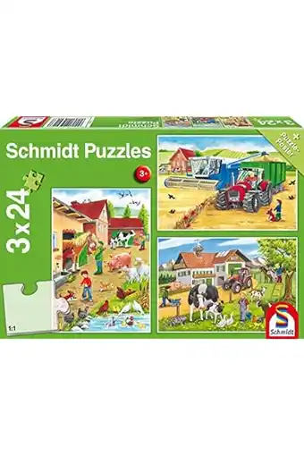 Amazon Schmidt - sch-56216 - op de boerderij 3 x 24 stukjes puzzel - vanaf 3 jaar - dieren puzzel aanbieding