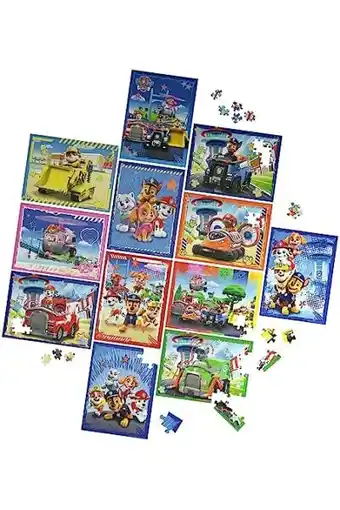 Amazon Paw patrol - 12-delige puzzelset 24-delige 48-delige 100-delige kinderpuzzels chase marshall skye everest rubble zuma rocky aanbieding