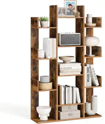 Amazon Vasagle boekenkast, vormige boekenplank in de vorm van een boom, staande plank met 13 vakken, opbergrek, 86 x 25 x 140 cm, me aanbieding