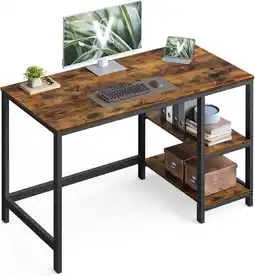 Amazon Vasagle bureau, computertafel, pc-tafel, bureautafel, met 2 legplanken rechts of links, 120 x 60 x 75 cm, voor kantoor, woonk aanbieding