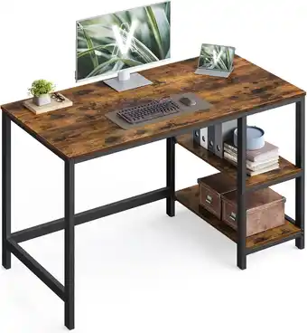 Amazon Vasagle bureau, computertafel, pc-tafel, bureautafel, met 2 legplanken rechts of links, 120 x 60 x 75 cm, voor kantoor, woonk aanbieding